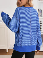 Exposed Seam Striped Contrast Sweatshirt