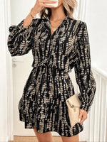 Printed Long Sleeve Mini Dress