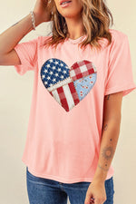 Patriotic Heart Round Neck Tee