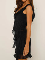 Ruffled Scoop Neck Tank and Skirt Set