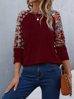 Printed Raglan Sleeve Round Neck T-Shirt
