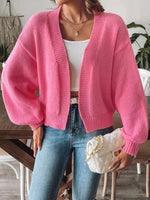 Open Front Dropped Shoulder Cardigan