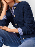 Textured Knit Button-Front Cardigan