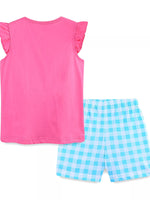Children's Owl Graphic Top and Plaid Shorts Set