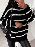 Striped Turtleneck Long Sleeve Sweater