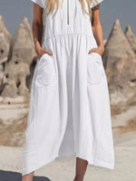 Full Size Hooded Midi Dress with Zipper and Pockets Plus Size