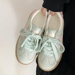 Contrast Round Toe Flat Sneakers