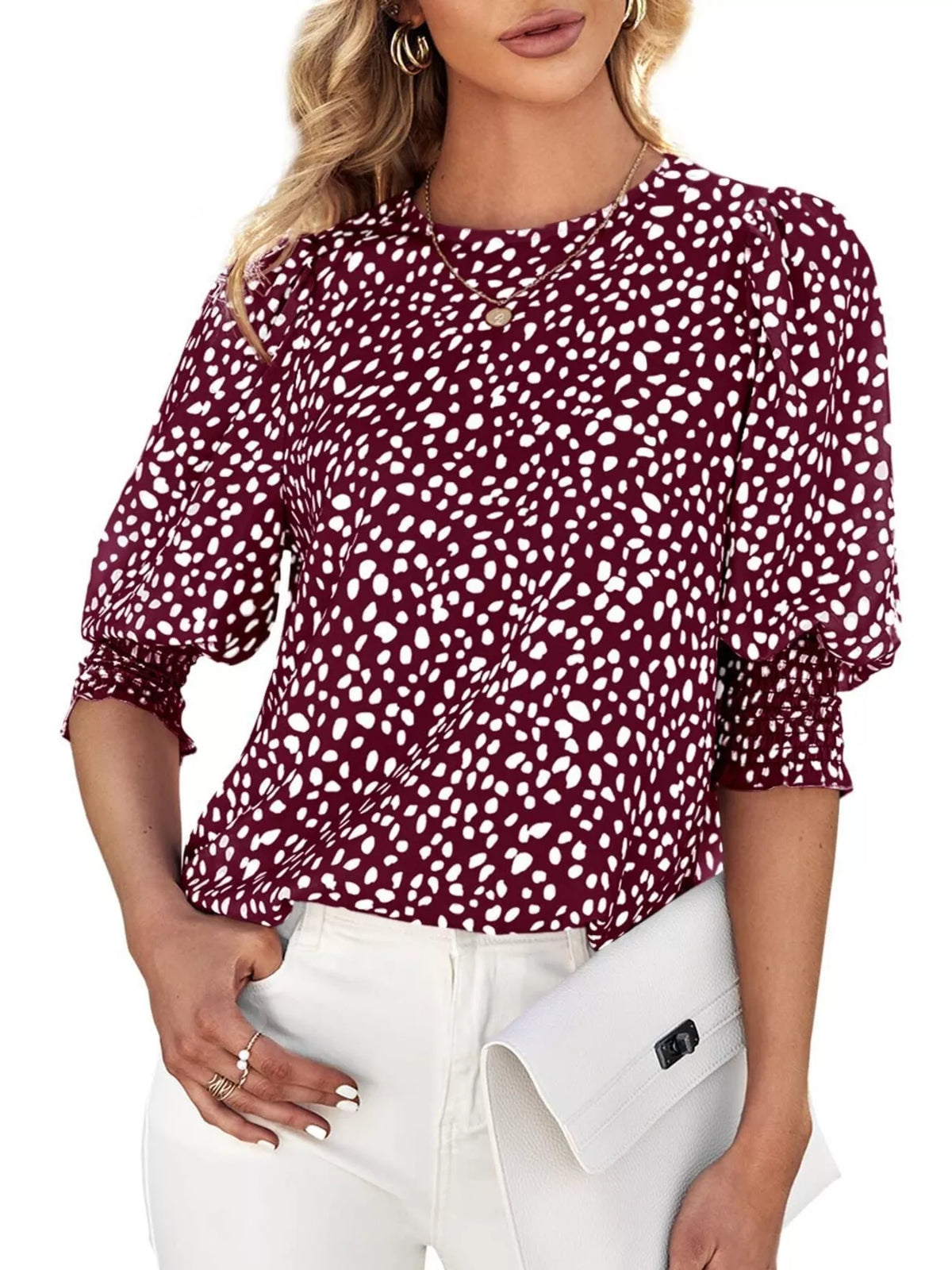 Animal Print Half Sleeve Blouse