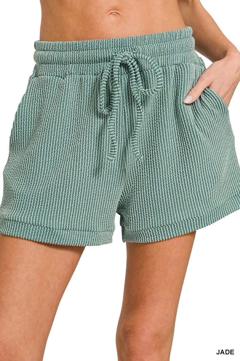 Zenana Raised Rib Cap Sleeve Top & Shorts Set