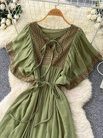 Tie Neck Short Sleeve Dress