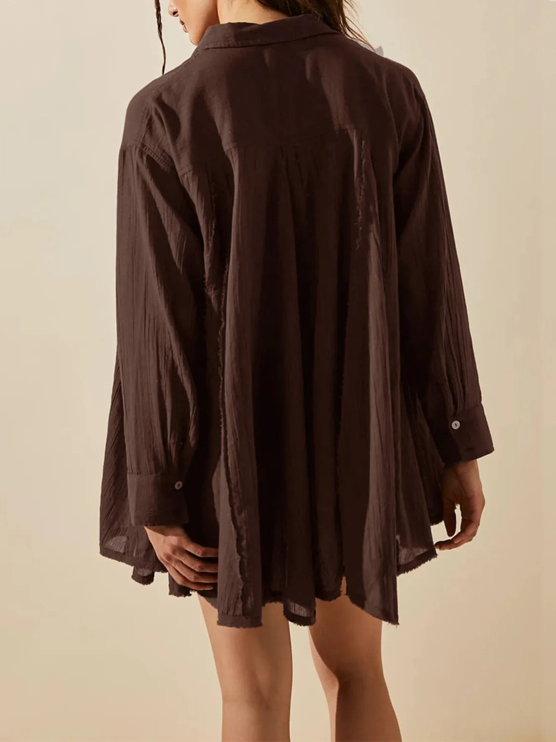 Textured Button-Down Shirt Dress