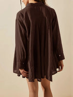 Textured Button-Down Shirt Dress