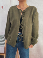 Tie Front Drop Shoulder Cardigan