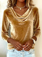 Velvet Cowl Neck Long Sleeve Top