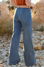 High-Waisted Wide-Leg Button-Front Jeans