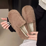 Fluffy Round Toe Slip-Ons