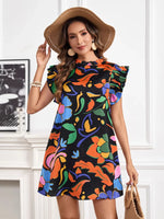 Printed Ruffle Sleeve Mini Dress
