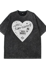 Heart Round Neck Short Sleeve T-Shirt