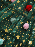 Children's Star Print Pom-Pom Embellishments Tulle Dress