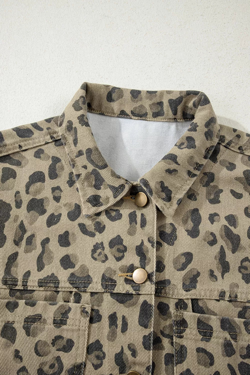 Leopard Print Seam Detail Button Down Denim Jacket