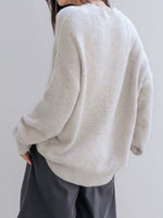 Full Size Cozy Knit Round Neck Oversized Sweater Plus Size