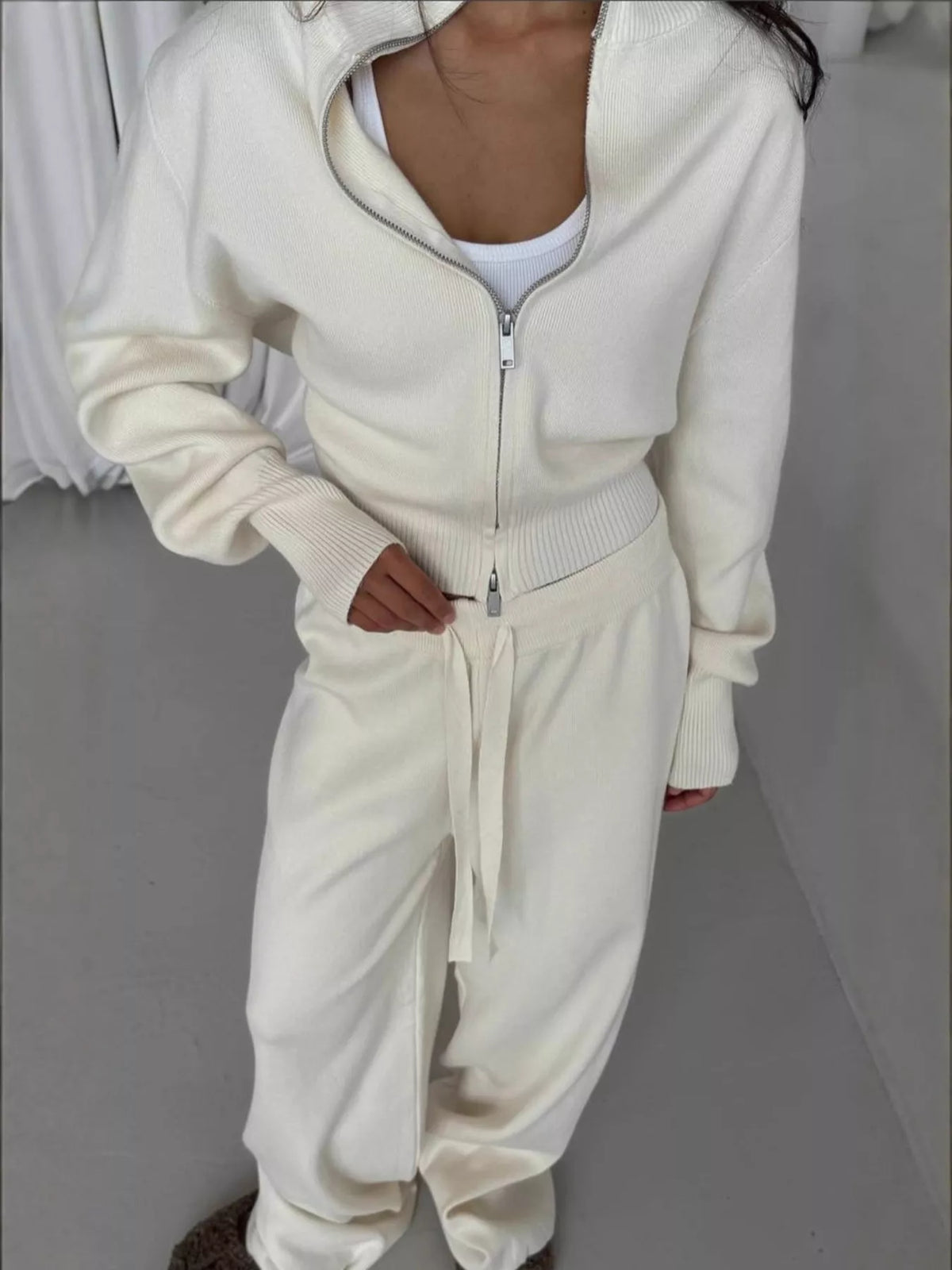 Zip-Up Outerwear andDrawstring Pants Set