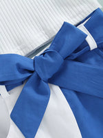 Children's Ribbed Knit Top & Bow Decor Skirt Set