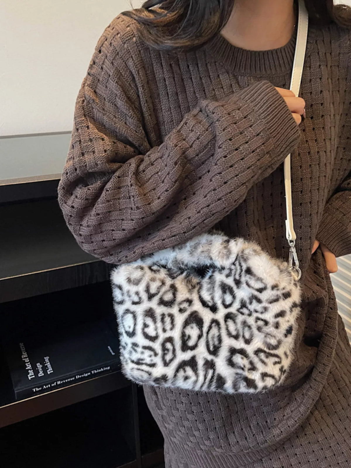 Leopard Plush Crossbody Bag