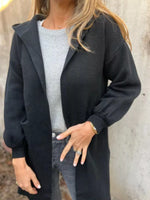 Full Size Open Front Drop Shoulder Hooded Cardigan Plus Size