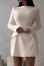 Long-Sleeve Mini Dress with Flap Pockets