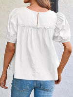 Ruched Tiered Puff Sleeve Blouse