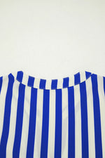 Stripe Balloon Sleeve Loose Button Up Shirt