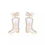 Cowgirl Boot Dangle Earrings with Bow