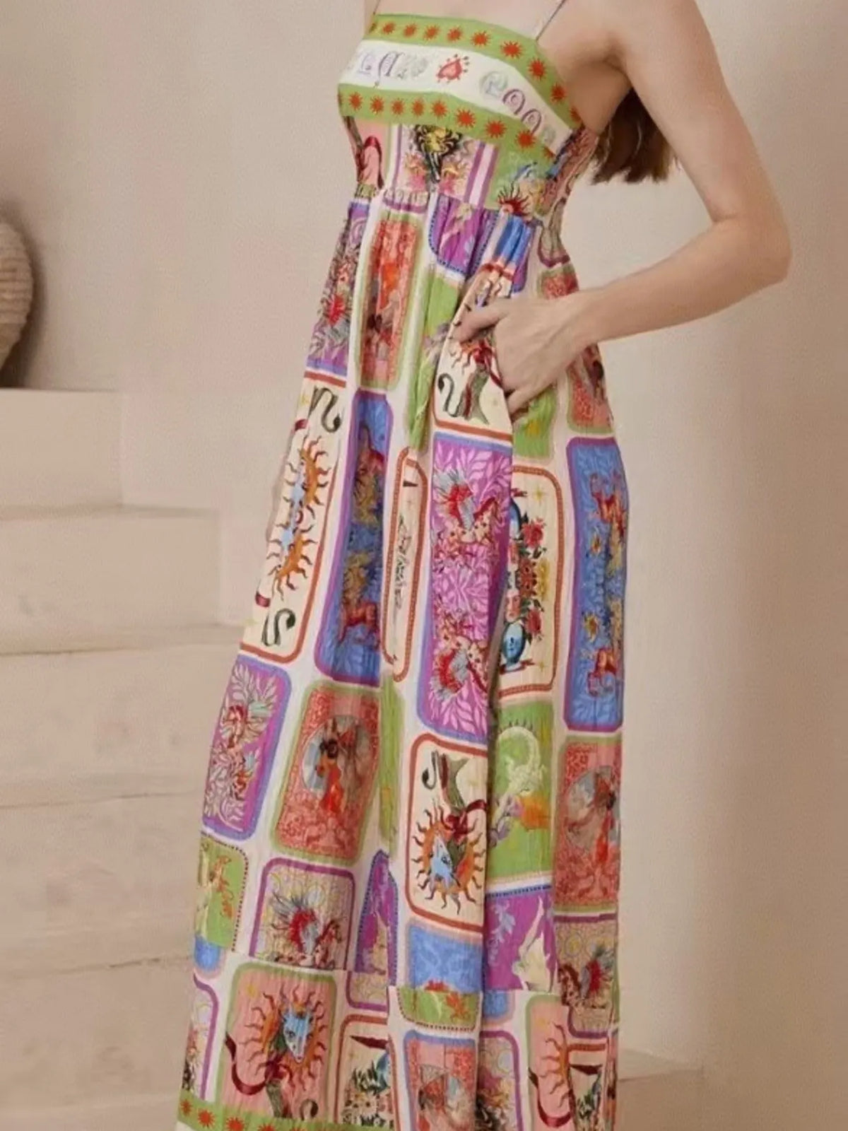 Printed Square Neck Cami Dress
