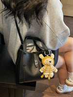 Bucket Crossbody Bag with Bear Charm