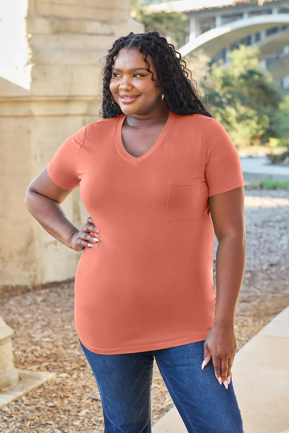 Basic Bae Bamboo Full SizeV-Neck Short Sleeve T-Shirt