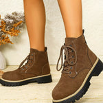 Round Toe Lace Up Boots