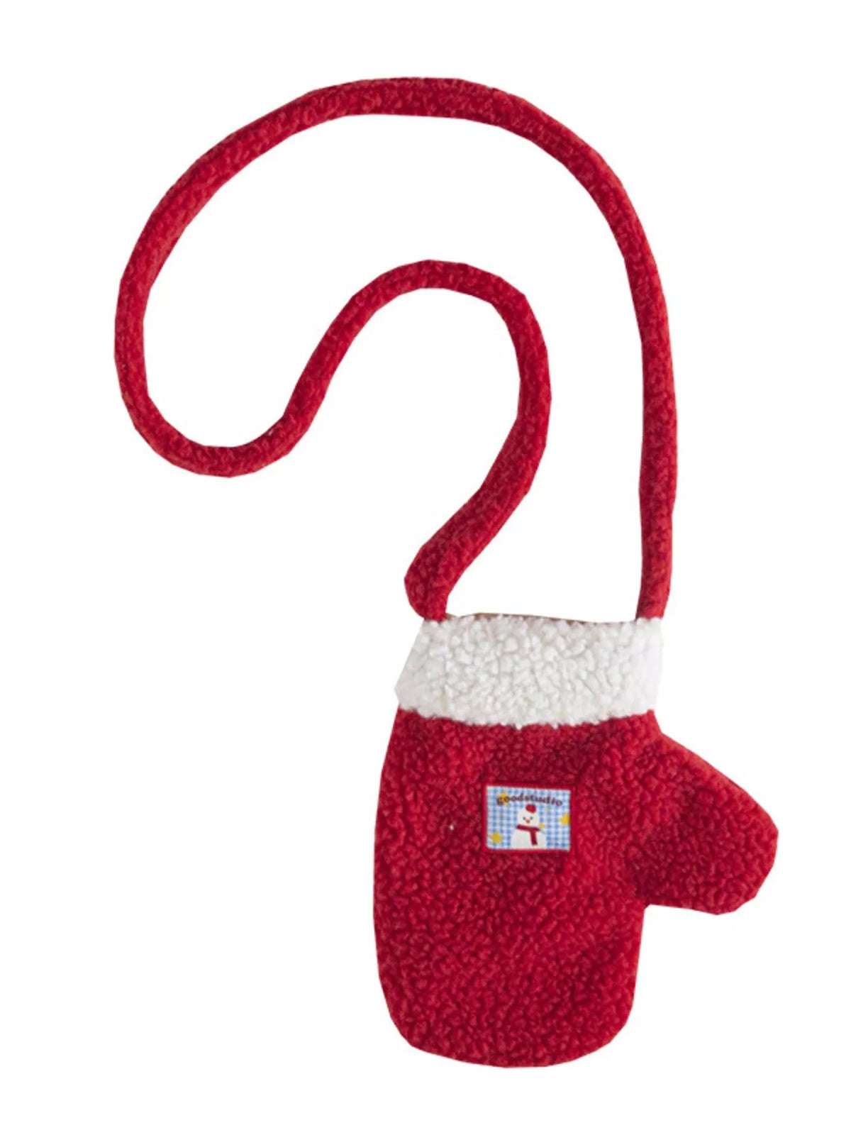 Christmas Mitten-Shaped Plush Crossbody Bag
