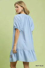 Umgee Embroidered Floral Babydoll Dress