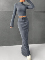 Long Sleeve Top & Drawstring Maxi Skirt Set