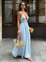 Striped Halter Neck Maxi Dress