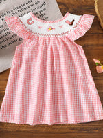 Children's Smocked Plaid Ruffle Sleeve Dress