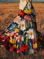 Floral Print Flowy Maxi Skirt