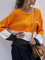 Color Block Round Neck Sweater