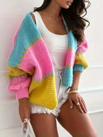 Color Block Drop Shoulder Cardigan