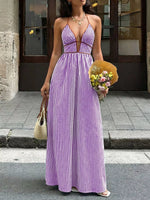 Striped Halter Neck Maxi Dress