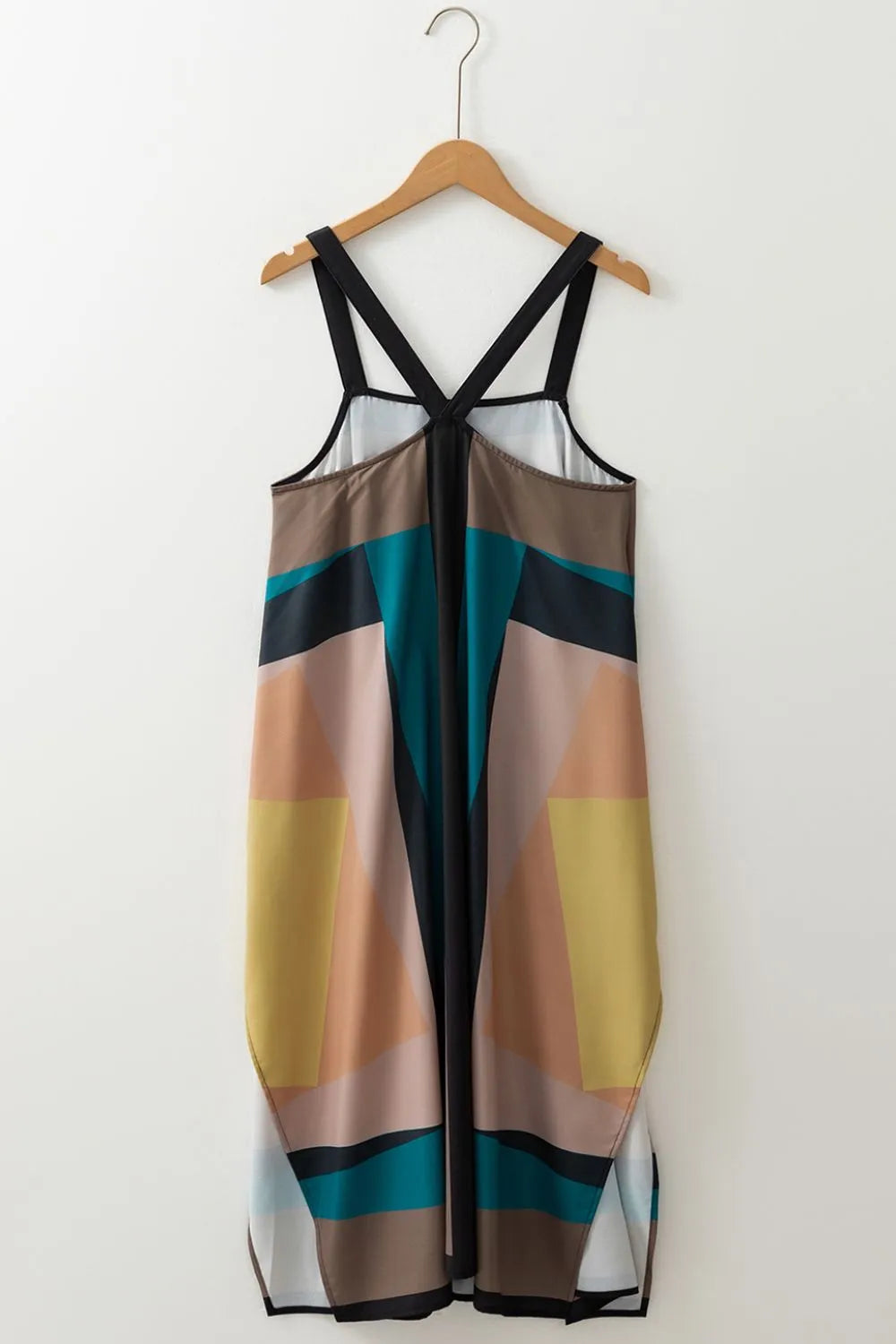 Color Block Square Neck Wide Strap Dress