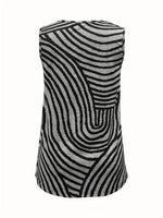 Sleeveless Zebra Print Button-Up Tank Top