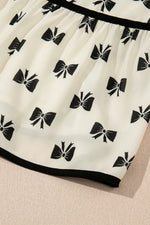 Bow Knot Color Contrast Trim Knotted Shoulder Mini Dress