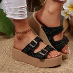 Double Buckle Platform Sandals